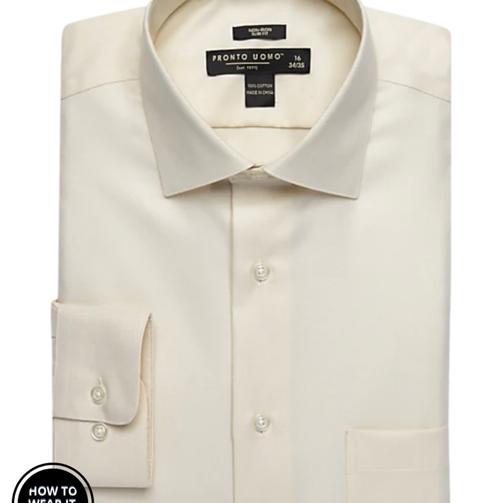 Pronto Uomo Slim Fit Queen's Oxford Slim Fit Dress Shirt, Ecru